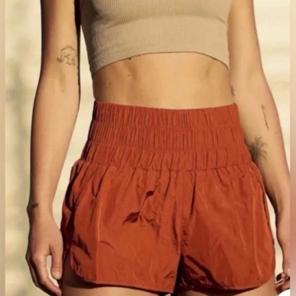 Free People Movement Shorts The Way Home Running Active Lined Small Orange